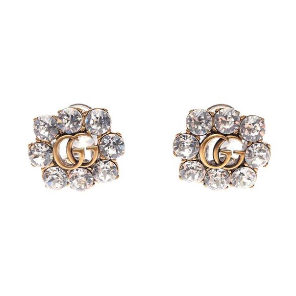 Gucci Double G Crystal Earrings Gold - Picture 1 of 6